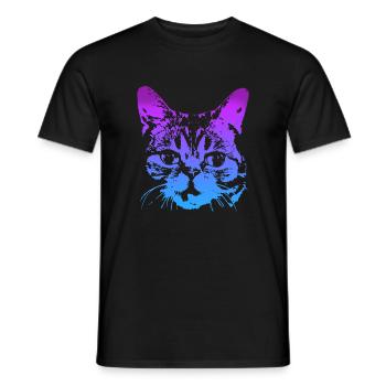 3D cat Cool gift motif T-shirt - Men's T-Shirt - black - Front - AI Model Male 178 light (178cm)