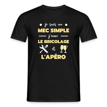 t shirt mec simple bricolage apero humour brico - T-shirt homme - noir - Devant - AI Model Male 178 light (178cm)