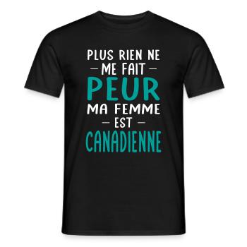 Rien ne me fait peur ma femme est Canadienne - T-shirt homme - noir - Devant - AI Model Male 178 light (178cm)