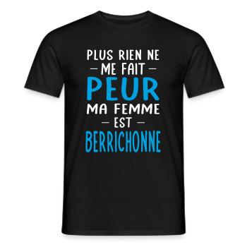 Rien ne me fait peur ma femme est Berrichonne - T-shirt homme - noir - Devant - AI Model Male 178 light (178cm)