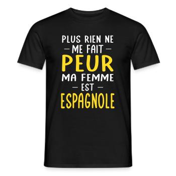 Rien ne me fait peur ma femme est Espagnole - T-shirt homme - noir - Devant - AI Model Male 178 light (178cm)