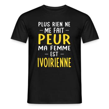 Rien ne me fait peur ma femme est Ivoirienne - T-shirt homme - noir - Devant - AI Model Male 178 light (178cm)