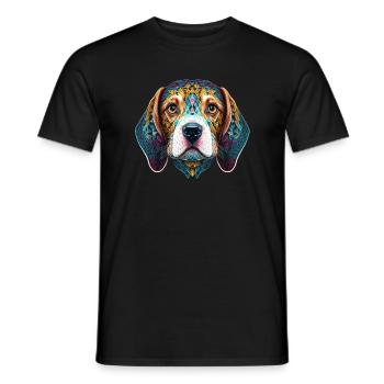 Colorful Beagle Head Artwork - Men's T-Shirt - black - Front - AI Model Male 178 light (178cm)