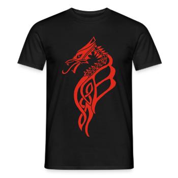 Großer roter keltischer Drache - Männer T-Shirt - Schwarz - Vorne - AI Model Male 178 light (178cm)