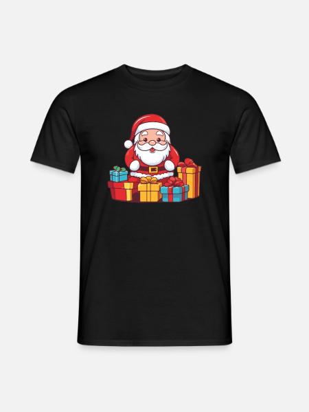 Santa Claus Cartoon Christmas - Men's T-Shirt - black