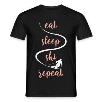 Eat Sleep Ski Repeat - Ski - Skiing Women - Men's T-Shirt - black - Front - AI Model Male 178 light (178cm)