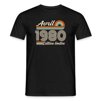 April 1980 Retro Geburtstag 1980 April 1980 - Männer T-Shirt - Schwarz - Vorne - AI Model Male 178 light (178cm)