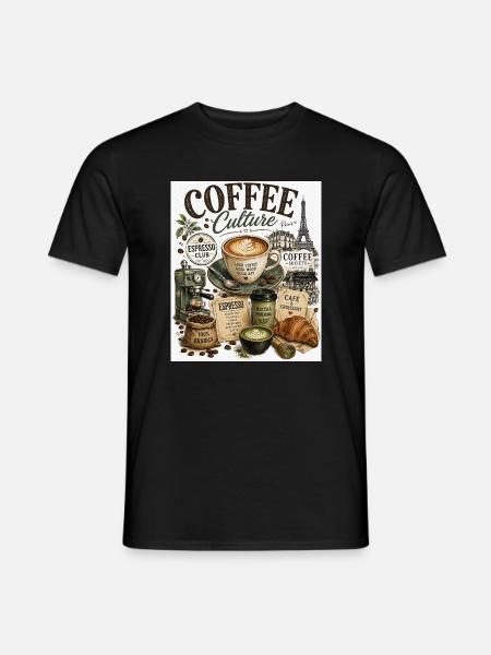 Kaffeekultur Paris Café Collage - Männer T-Shirt - Schwarz