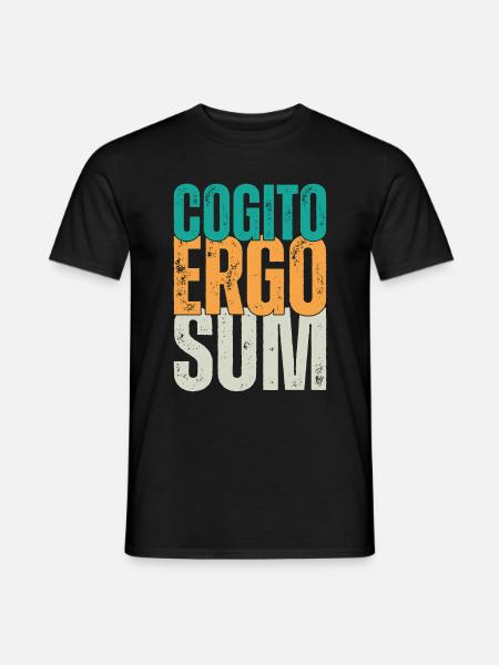 Cogito ergo sum - lateinisches Zitat - Männer T-Shirt - Schwarz