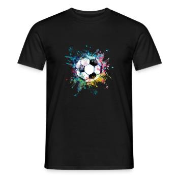 Wasserfabe Farbexplosion Splash Design Fußball - Männer T-Shirt - Schwarz - Vorne - AI Model Male 178 light (178cm)