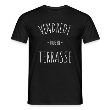 Freitag All On The Terrace Wochenend-Apero Humor - Männer T-Shirt - Schwarz - Vorne - AI Model Male 178 light (178cm)