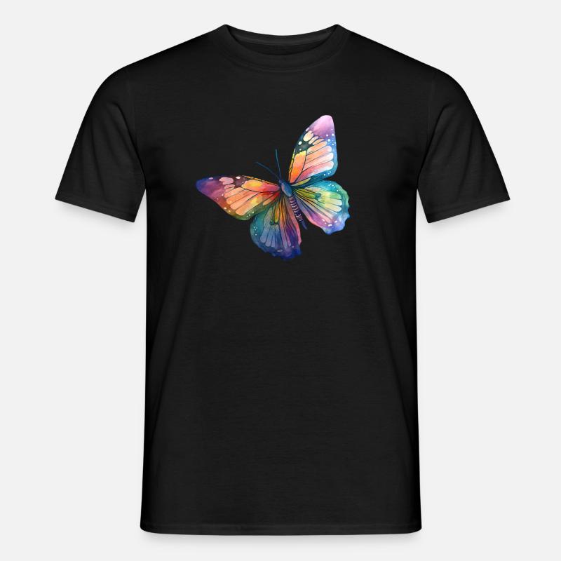 Schmetterling Regenbogenfarben - Männer T-Shirt - Schwarz