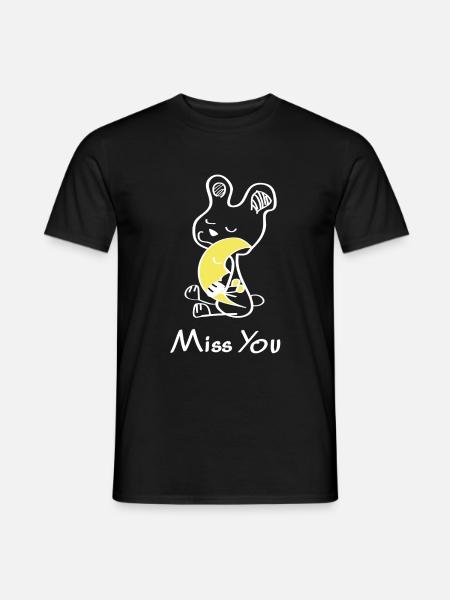 Vermisse dich Teddy und Mond Nacht Design - Männer T-Shirt - Schwarz
