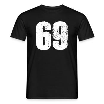 69 Zahl Trikot - Männer T-Shirt - Schwarz - Vorne - AI Model Male 178 light (178cm)