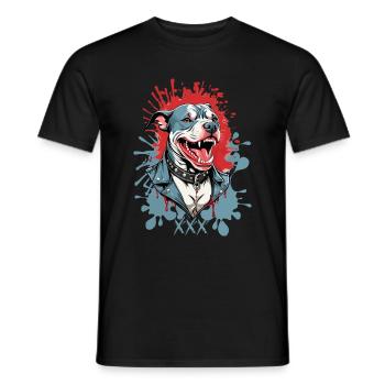 Dog breed Pitbulls - Men's T-Shirt - black - Front - AI Model Male 178 light (178cm)