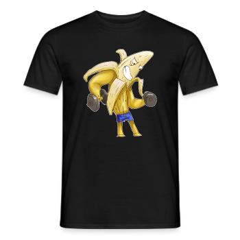 Funny banana with muscles - fitness meets humor! - Men's T-Shirt - black - Front - AI Model Male 178 light (178cm)