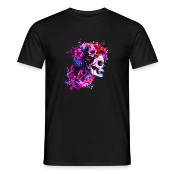 Skull, Woman with Flowers, Lady, Beauty - Men's T-Shirt - black - Front - AI Model Male 178 light (178cm)