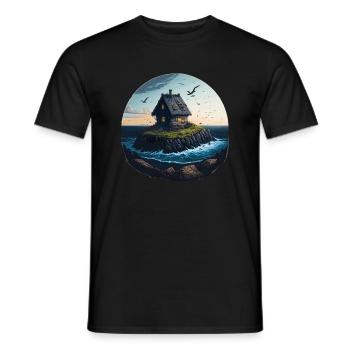 Maison solitaire sur une île balnéaire - T-shirt homme - noir - Devant - AI Model Male 178 light (178cm)