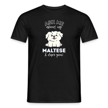 Adorable Maltese Puppy Design – Cute Cartoon Dog - Men's T-Shirt - black - Front - AI Model Male 178 light (178cm)