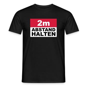 2m Abstand halten - Männer T-Shirt - Schwarz - Vorne - AI Model Male 178 light (178cm)