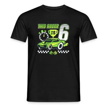6ème anniversaire pilote de course voiture de course 6 ans - T-shirt homme - noir - Devant - AI Model Male 178 light (178cm)