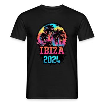 Ibiza 2024 Team Palm Trees Multicolored - Men's T-Shirt - black - Front - AI Model Male 178 light (178cm)