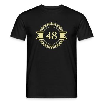 48 Zahl Emblem - Männer T-Shirt - Schwarz - Vorne - AI Model Male 178 light (178cm)