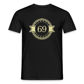 69 Zahl Emblem - Männer T-Shirt - Schwarz - Vorne - AI Model Male 178 light (178cm)