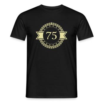 75 number emblem - Men's T-Shirt - black - Front - AI Model Male 178 light (178cm)