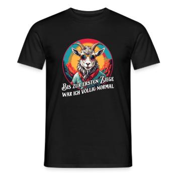 Bis zur ersten Ziege war ich völlig normal - Männer T-Shirt - Schwarz - Vorne - AI Model Male 178 light (178cm)
