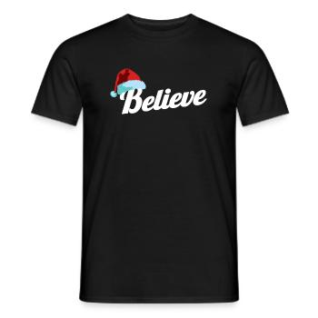 Chapeau de Père Noël Croyez au cadeau de fête de Noël - T-shirt homme - noir - Devant - AI Model Male 178 light (178cm)