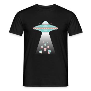 UFO's are Stealing our Cakes. - Men's T-Shirt - black - Front - AI Model Male 178 light (178cm)