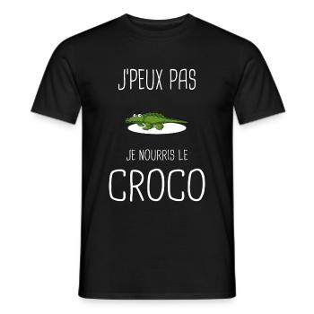 Croco - crocodile -caïman -alligator - T-shirt homme - noir - Devant - AI Model Male 178 light (178cm)