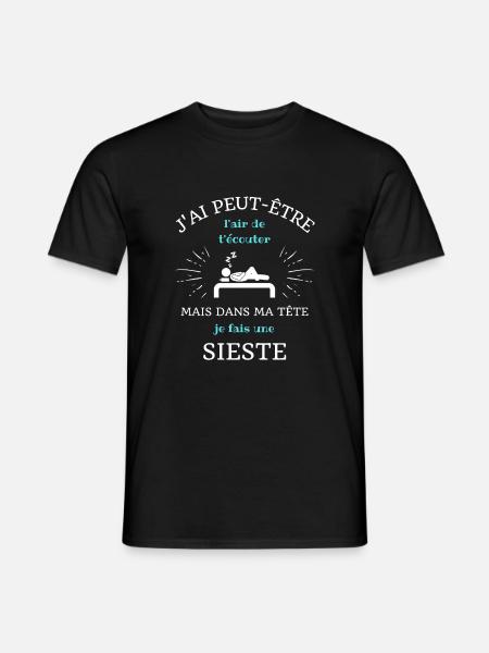 t shirt humour sieste dans ma tete humour papy - T-shirt homme - noir