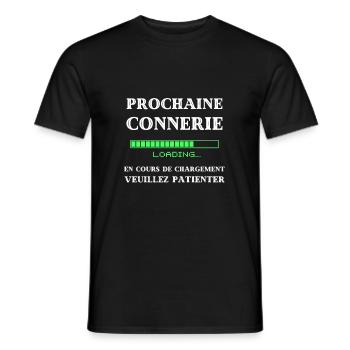 t shirt prochaine connerie en chargement geek - T-shirt homme - noir - Devant - AI Model Male 178 light (178cm)