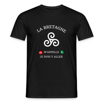 t shirt la bretagne m appelle humour breton homme - T-shirt homme - noir - Devant - AI Model Male 178 light (178cm)