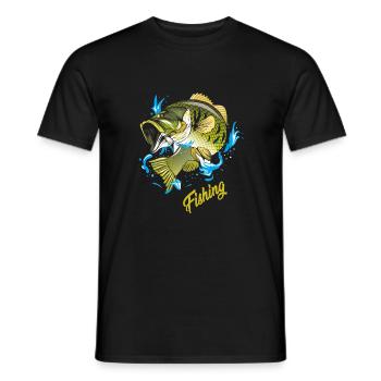 fishing angeln angler fischen fischer fisch - Männer T-Shirt - Schwarz - Vorne - AI Model Male 178 light (178cm)