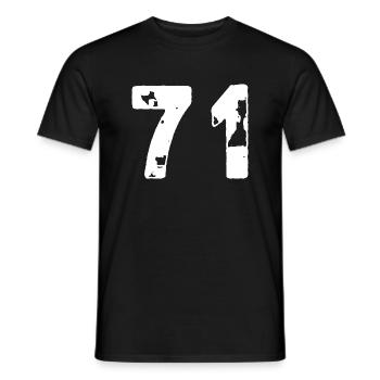 71 Number jersey - Men's T-Shirt - black - Front - AI Model Male 178 light (178cm)