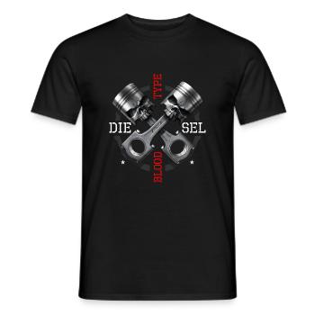 Skull blood diesel engine piston - Men's T-Shirt - black - Front - AI Model Male 178 light (178cm)