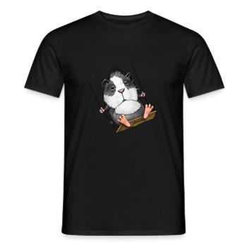 Cochon d’Inde mignon sur balançoire - T-shirt homme - noir - Devant - AI Model Male 178 light (178cm)