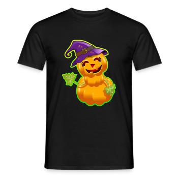 Mignonne Citrouille d'Halloween – Orange - T-shirt homme - noir - Devant - AI Model Male 178 light (178cm)