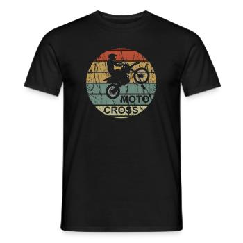Motocross retro - motorcycle, dirtbike, wheelie - Men's T-Shirt - black - Front - AI Model Male 178 light (178cm)