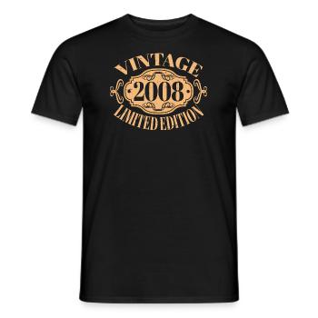 Millésime 2008 - 15 ans, 15ème anniversaire Ados - T-shirt homme - noir - Devant - AI Model Male 178 light (178cm)