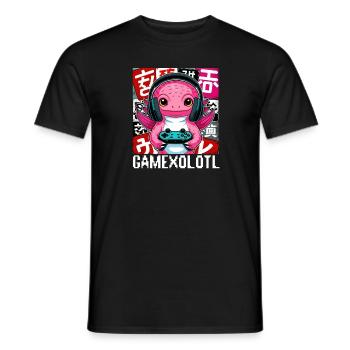 Gamexolotl - For gamers and axolotl fans! - Men's T-Shirt - black - Front - AI Model Male 178 light (178cm)