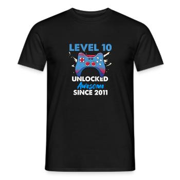 Stufe 10 freigeschaltet seit 2011 Bday Party Gamin - Männer T-Shirt - Schwarz - Vorne - AI Model Male 178 light (178cm)