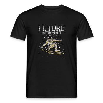 Funny desperate astronaut with planet and sk - Men's T-Shirt - black - Front - AI Model Male 178 light (178cm)