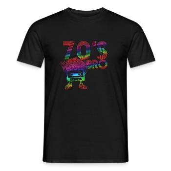 Cassette rétro Bro Vintage des années 70 - T-shirt homme - noir - Devant - AI Model Male 178 light (178cm)