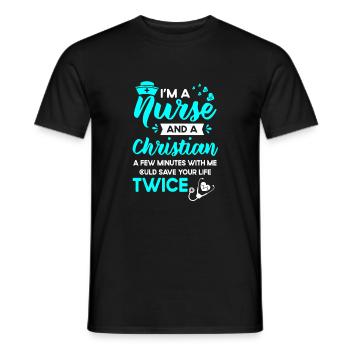 RN LVN CNA Infirmière de grade Christian Cool Nu - T-shirt homme - noir - Devant - AI Model Male 178 light (178cm)