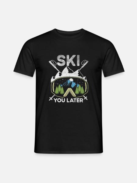 Ski, plus tard hiver Sport Ski alpin Ski Ski Ski Ski - T-shirt homme - noir