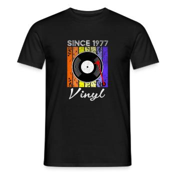 Depuis 1977 Vinyle Rétro -Disques -Vintage -Musique - T-shirt homme - noir - Devant - AI Model Male 178 light (178cm)